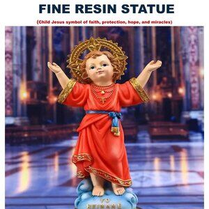Young Jesus Halo Statue 8" Hand Painted Fine Resin
